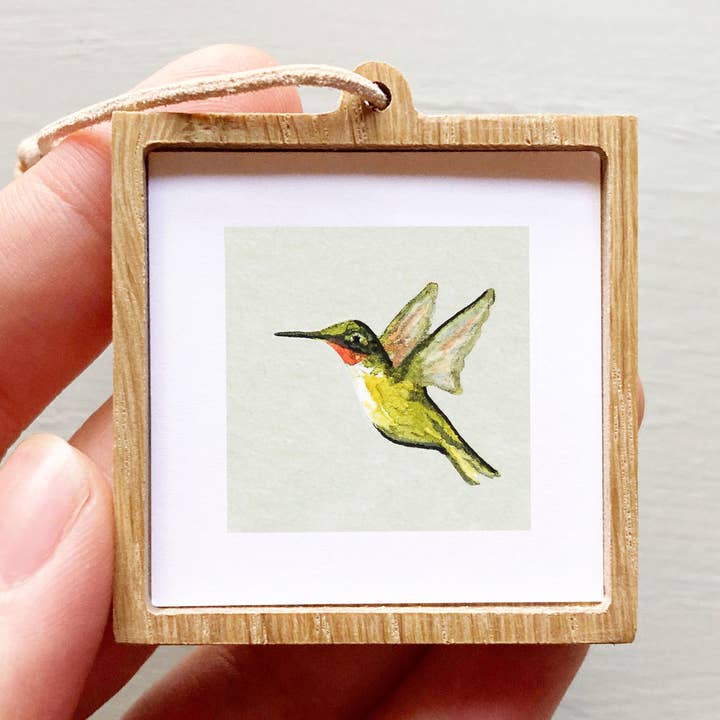 Mini 1" Hummingbird Animal Tiny Watercolor Painting Print for wholesale by Mick's Art Goods