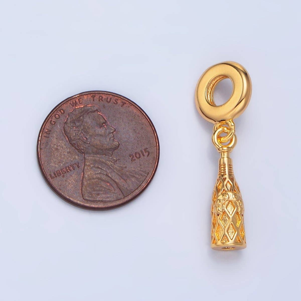 Aim Eternal - Wholesale Individual Charm/Pendant - 24K Gold Filled Wine Alcohol Drink Bottle Drop Rhondelle Bail Pendant | X7821