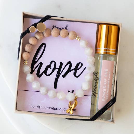 Hope Gift Set for cancer warriors w/ bracelet and blend for wholesale by Nourish Natural Products