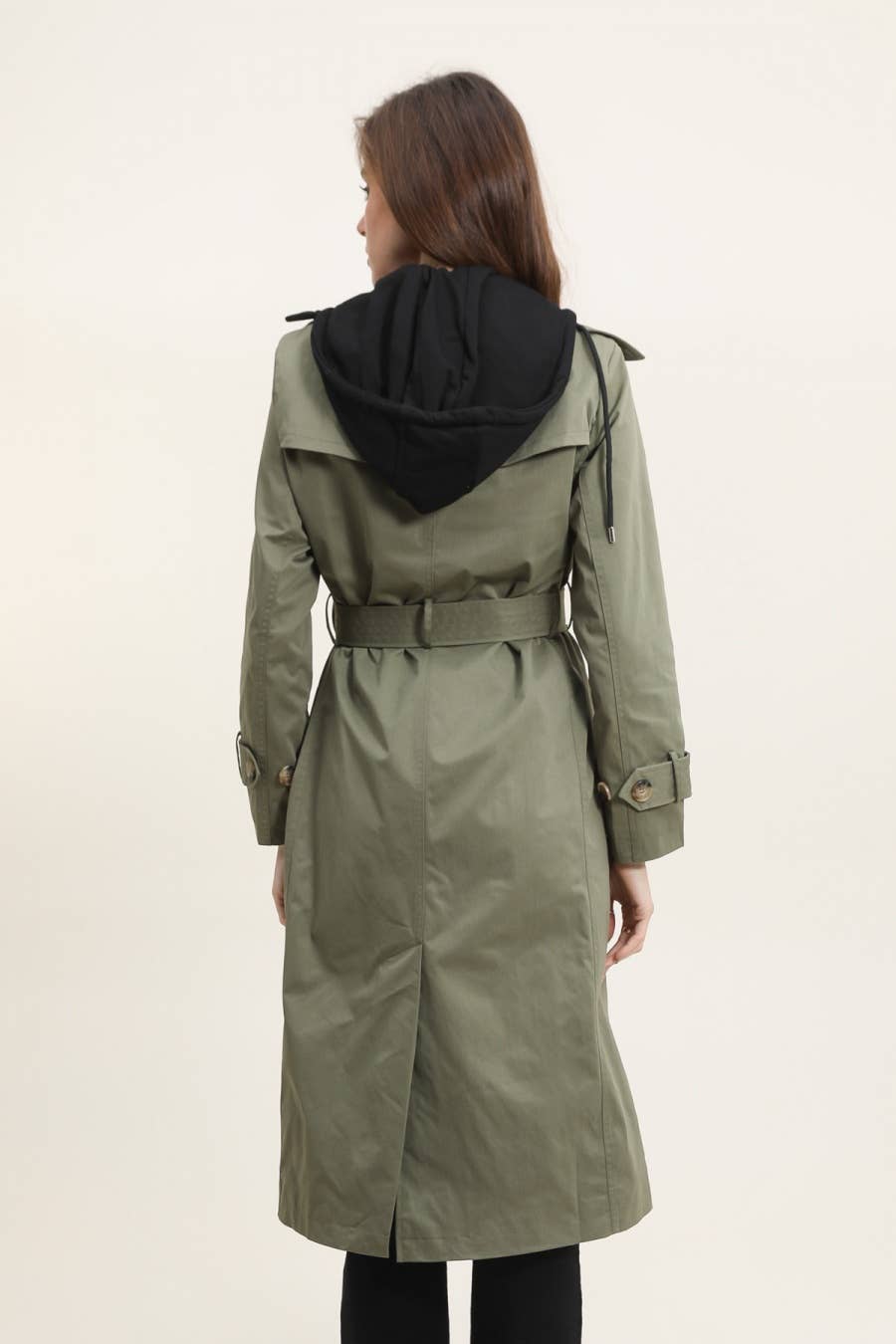 Attrait Paris - Wholesale Trench Coat - Women's - Long trench coat with hoodie yoke8