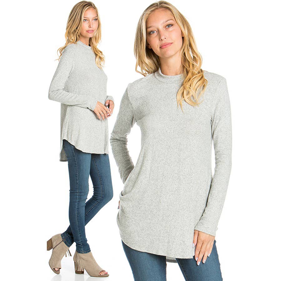 Azules Clothing - Wholesale Tunic - Women's - ATP-2289HC Mock Neck Long Sleeve Knit Tunic24