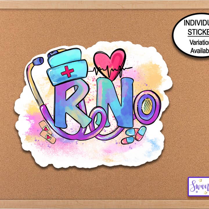 Autocollant découpé pour stéthoscope RN Nurse Hat pour la vente par Swanky Bazaar