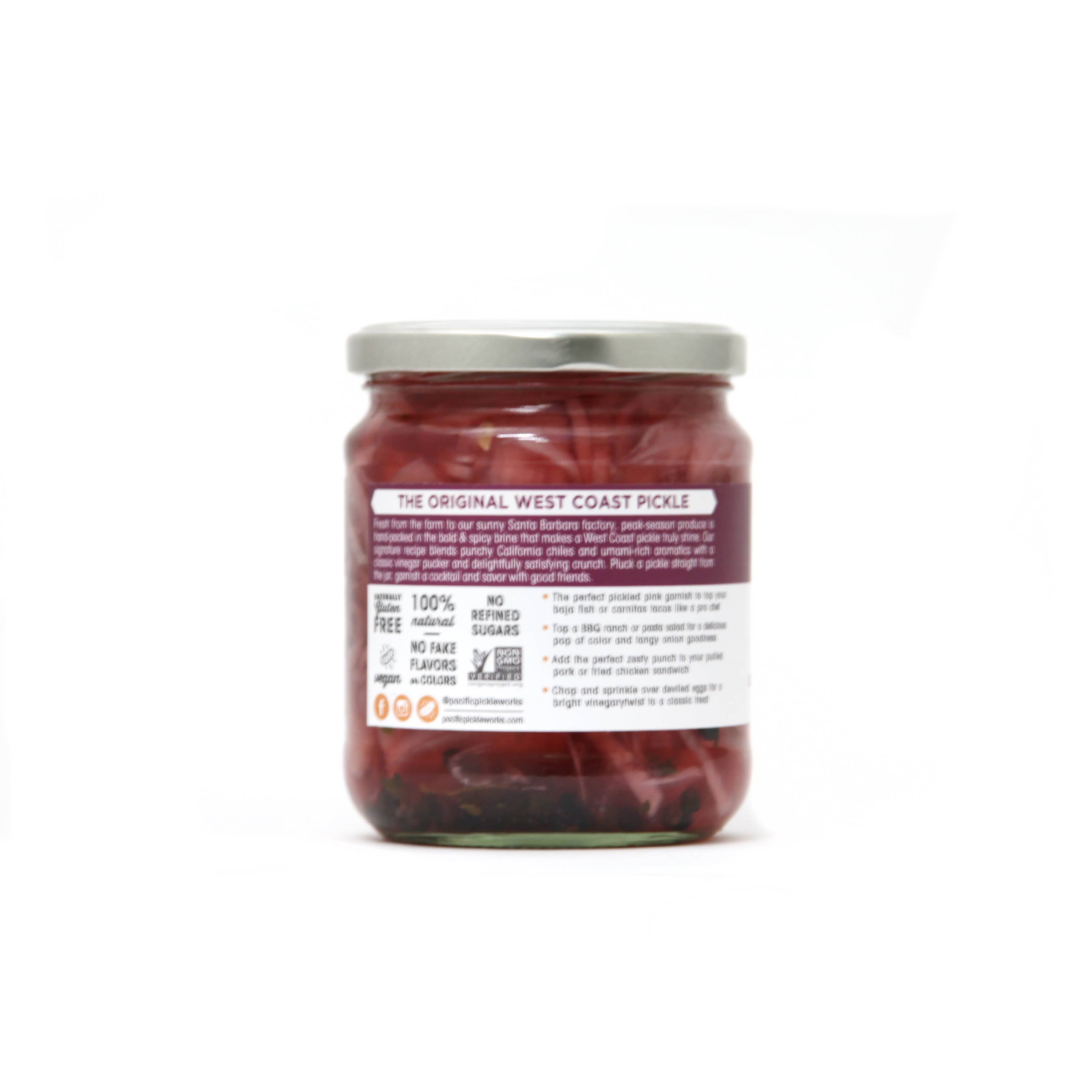 Pacific Pickle Works - Wholesale Pickled Vegetables - Pickled in Pink - Sliced Red Onion with Jalapeño & Habanero2