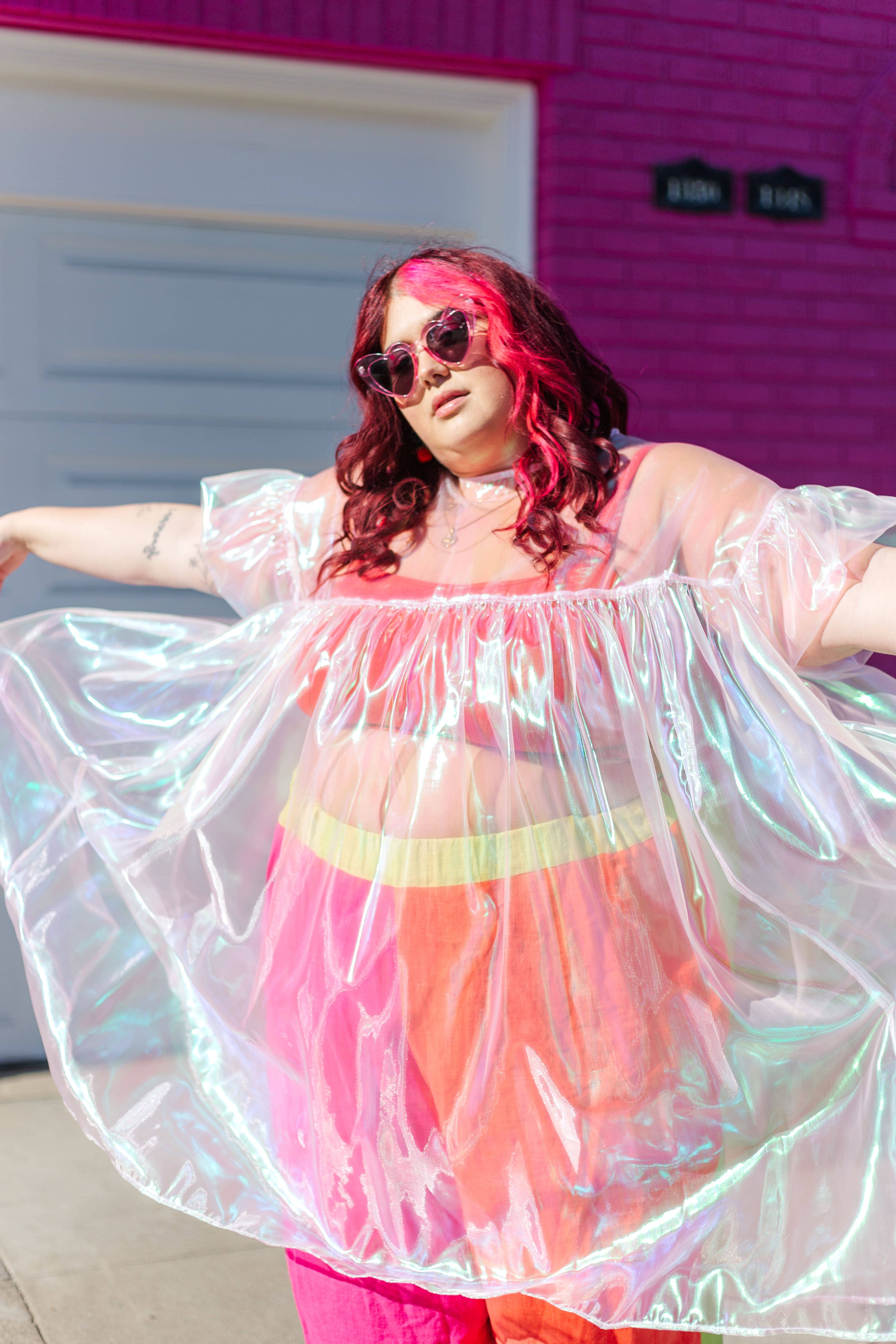 Nettle Studios - Wholesale Dress - Women's - Size Inclusive Plus Size Ruffle Maxi Dress Sheer Pink11