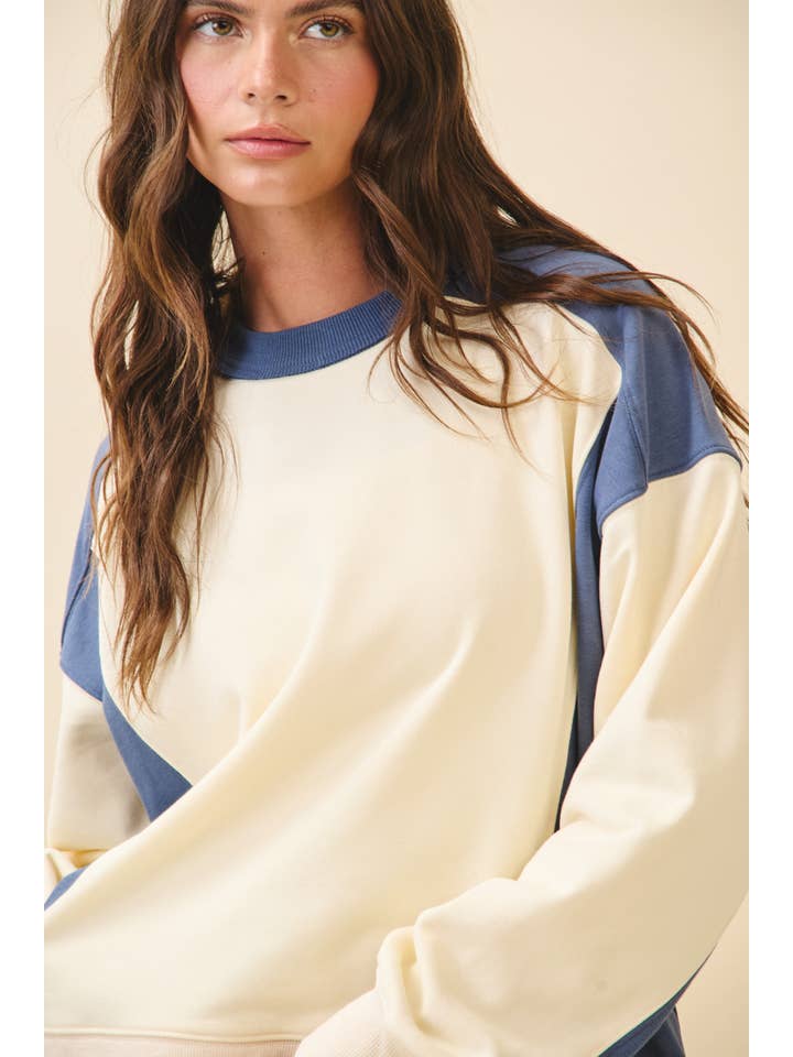 AEMI + CO - Wholesale Sweatshirt - Women's - 9106FK Colorblock Terry Pullover Sweatshirt28