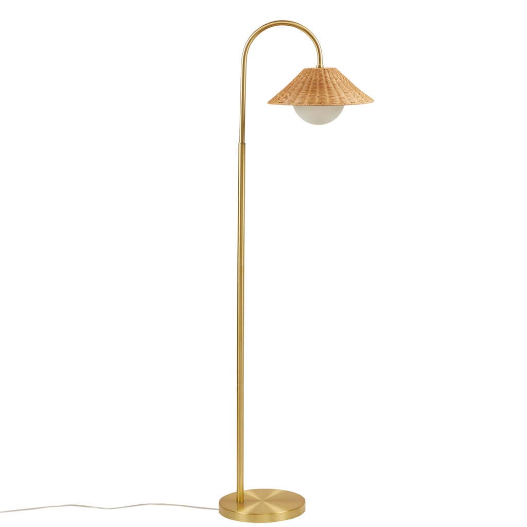 Olliix - Wholesale Floor Lamp - Rattan Weave Shade Floor Lamp, Gold/Natural3