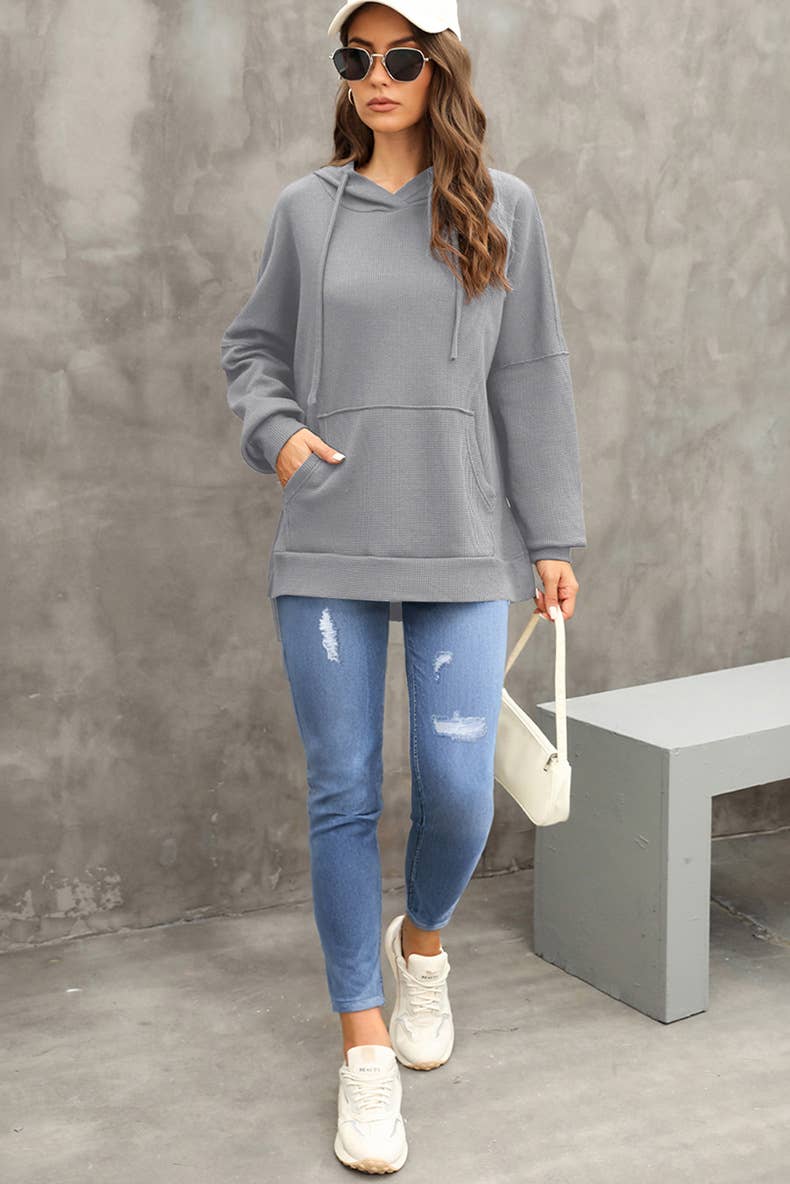 Lily Clothing - Wholesale Hoodie - Women's - CASUAL TEXTURED HOODIE WITH LARGE POCKET HOODIE8