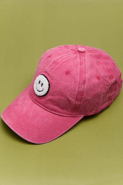 JOSSLYN by wall to wall - Wholesale Baseball Cap - Women's - WASHED SHERPA HAPPY FACE BASEBALL CAP 40HW7031