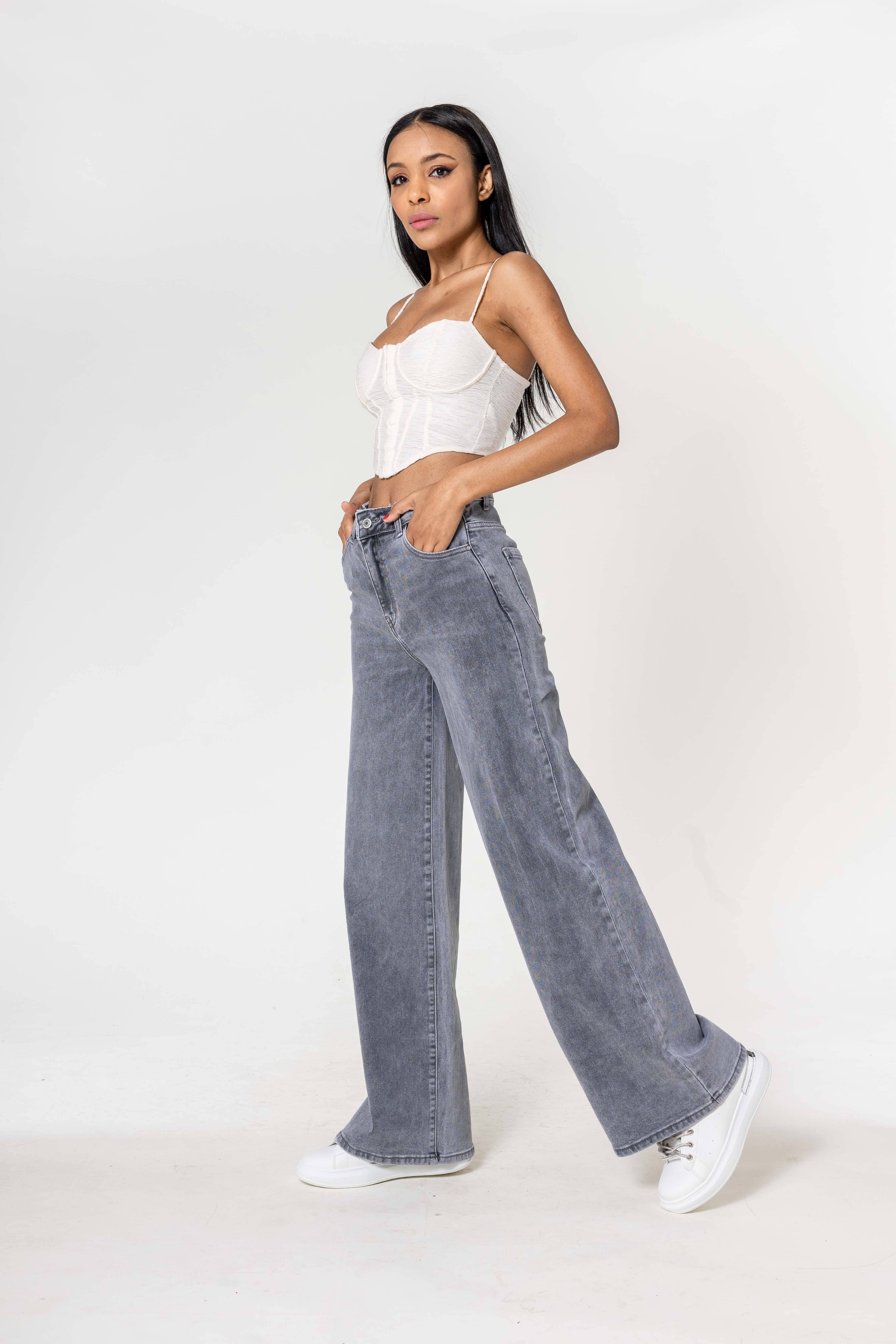 Nina Carter - Vente Jean – femme - Nina Carter super WIDE LEG taille haute stretch YY30038