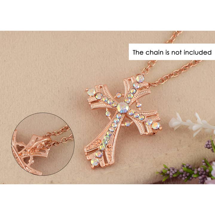 AK Brand - Vendita all'ingrosso Spille - Spilla a forma di croce religiosa argentata con strass30