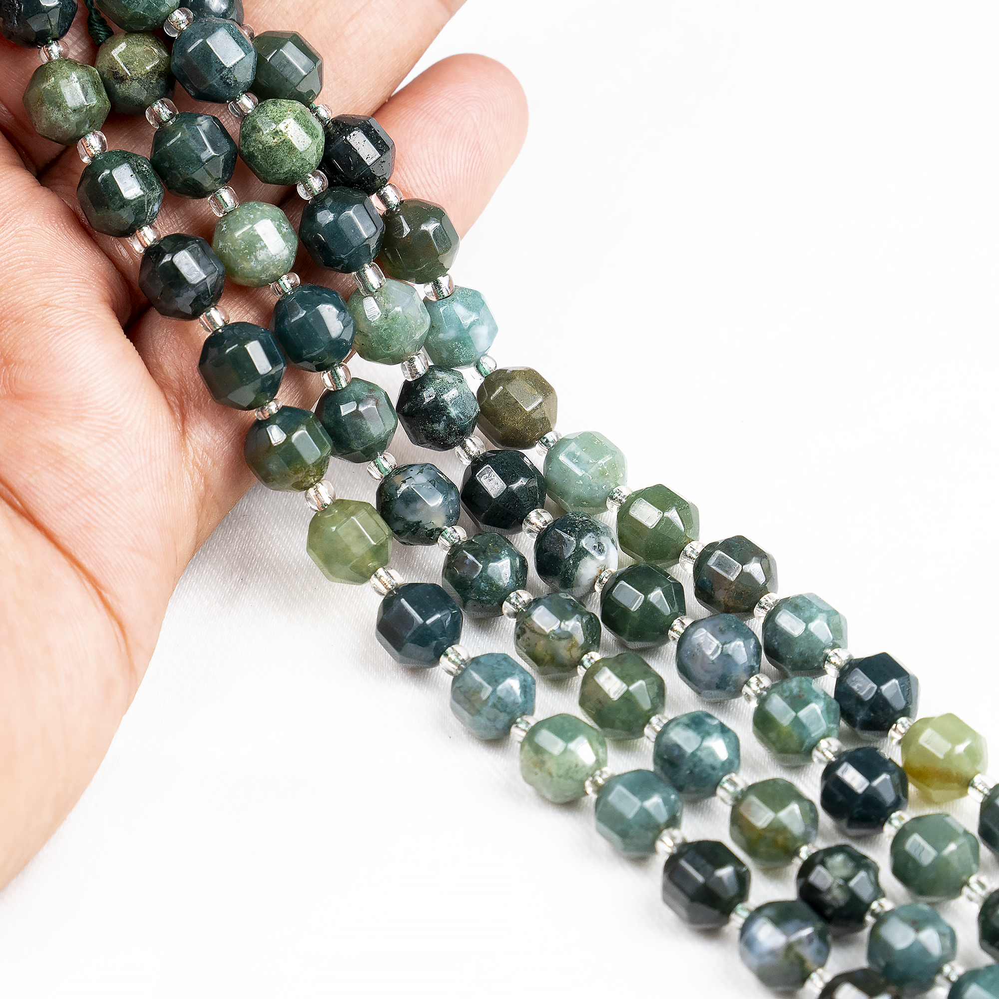 Soothing Crystals Beads - Wholesale Beads - Faceted Prism Cut Beads | Moss Agate | Crystal Beads8