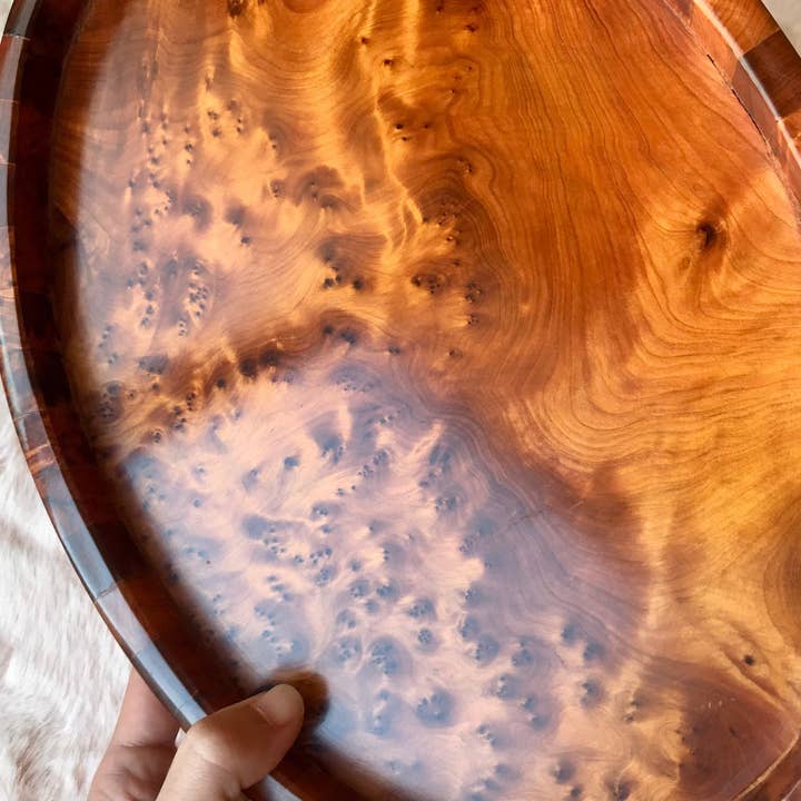 AtlasPerles – wholesale Decorative tray – Set of 3 Moroccan Large Thuya burl Wood Oval Serving Trays,Dining & Serving natural luxury table,plate,decorative serving dish plate,trays6