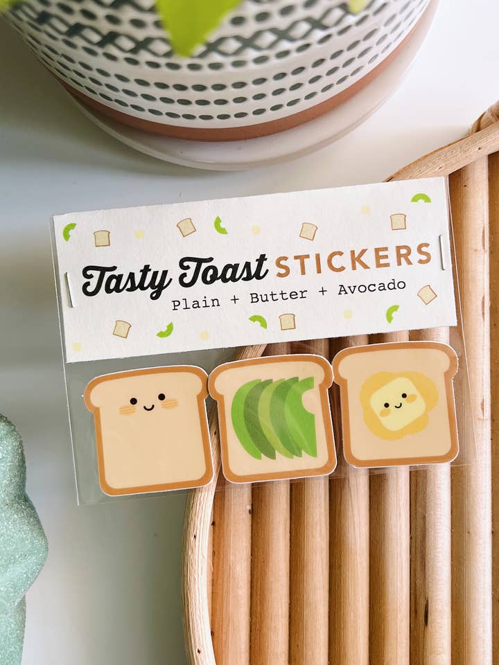 Velsmagende Toast Vinyl Sticker Pack for engroshandel hos Matcha Paper Co.