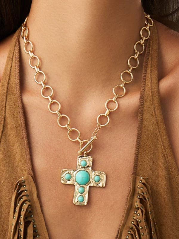 OPVALLENDE GEHAMERDE KRUIS VOORSLUITING KETTING | 40NK9600 voor wholesale door JOSSLYN by wall to wall