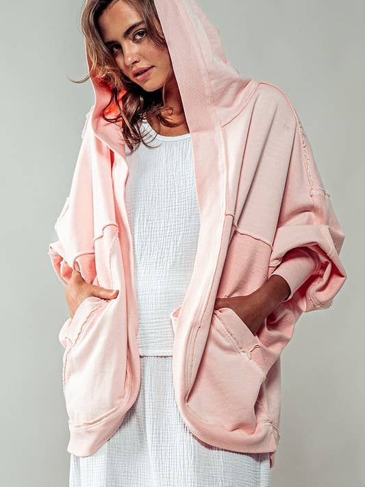 Urban Daizy - Wholesale Hoodie - Women's - ORGANIC EXPOSED SEAM HOODED SWEATER