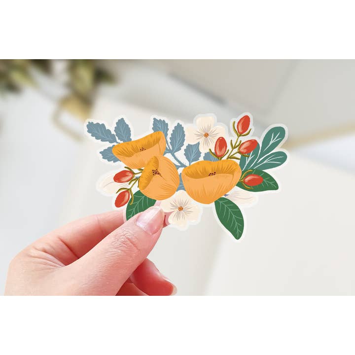Sticker, transparent, vinyl, laptop sticker, floral design for wholesale by Emadam - Art & Design