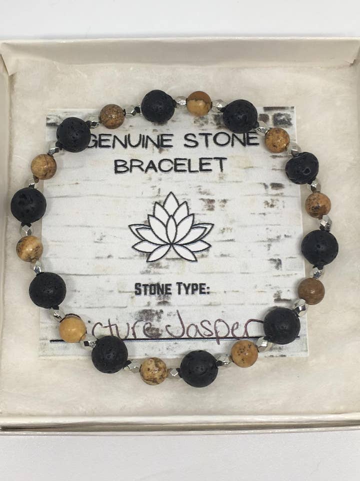 Aromatherapie Lavastein Kristall-Armband - Bild Jaspis für den Großhandel von Fresh Coast Rock Co. LLC