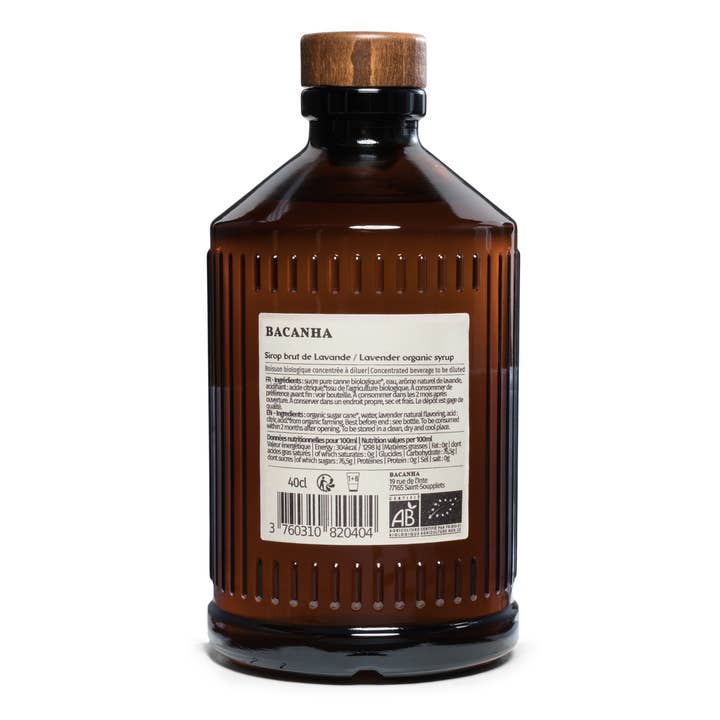 Bacanha - Venta al por mayor Preparado/sirope para cóctel - Sirope de lavanda crudo orgánico - 400 ml