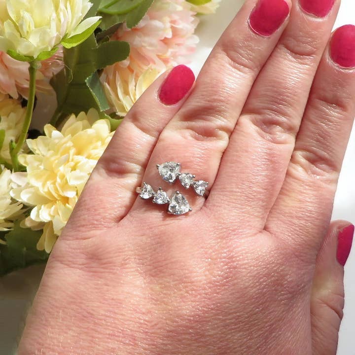 Daemon srls - Wholesale Multi-Stone Ring - CHERIE Contrariè - Anello regolabile in ACCIAIO inossidabile con cubic zirconia a forma di cuore contrariè2