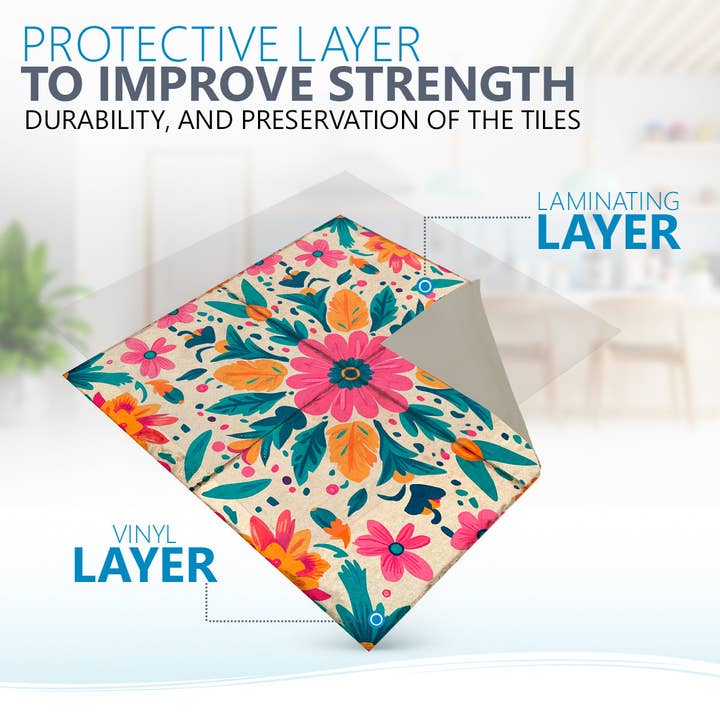 Mi Alma LLC - Wholesale Wall Tile - Floral Vintage Colorful Retro Design Multicolor beautiful backsplash Model - L8112