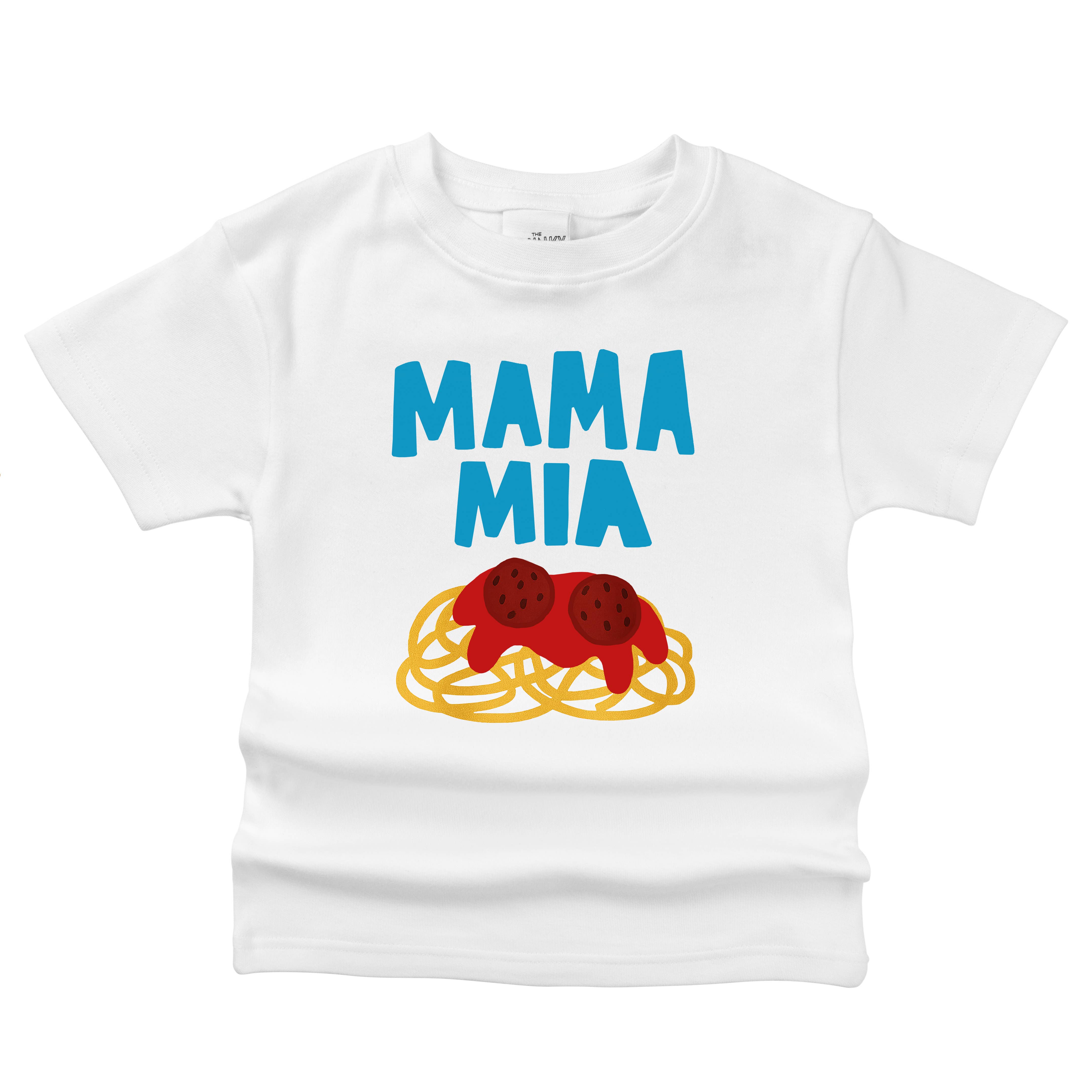 Spunky Stork - Wholesale Screen Printed T-Shirt - Kids - Mama Mia Italian Food Spaghetti Funny Baby Kids Organic Tee1