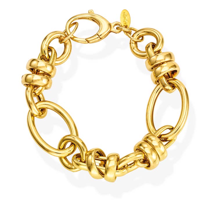 Mix And Match Link Chain Bracelet In Golden Sterling Silver for wholesale by Amen Gioielli