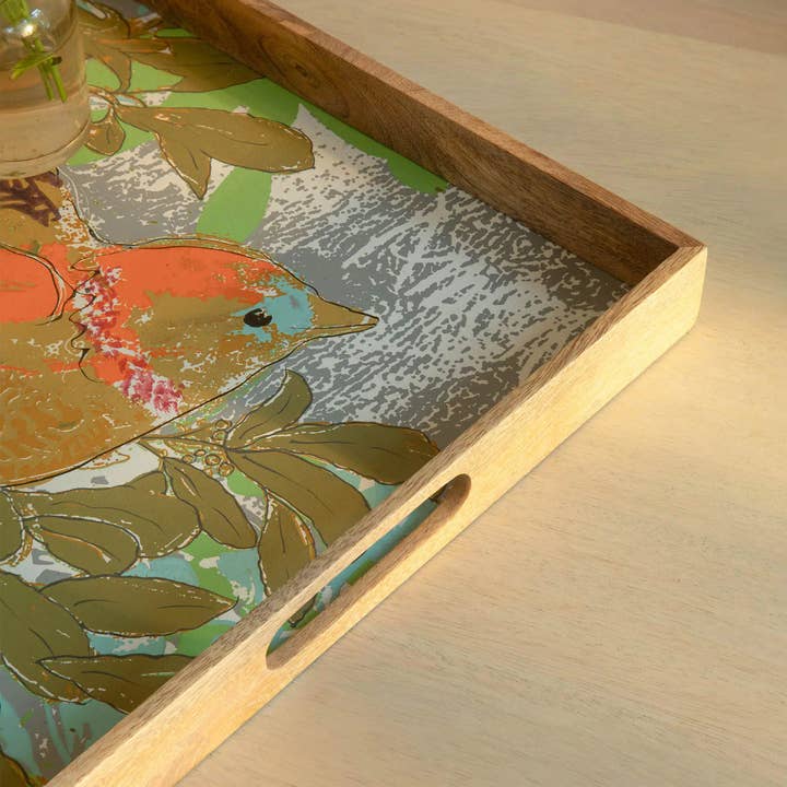 ExpoBazaar - Wholesale Decorative tray - Wood Serving Tray | Wooden Square Bird Tray3