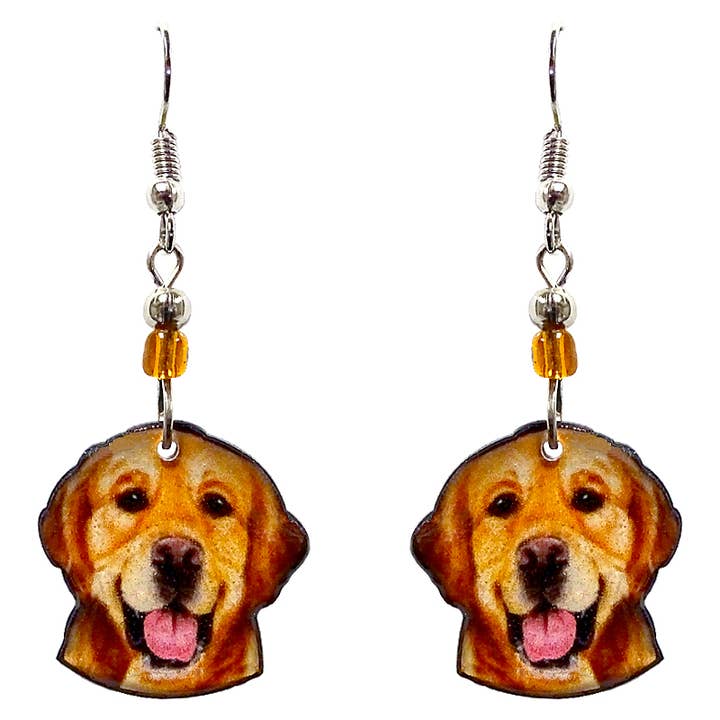 Pichincha - Vente Boucles d'oreilles pendantes - Boucles d'oreilles pendantes en acrylique pour chien Golden Retriever1