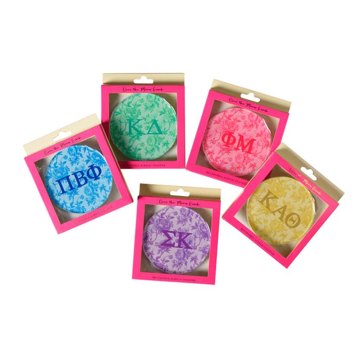 Sorority Reversible Sided Acrylic Floral Coaster for wholesale by Over The Moon Greek