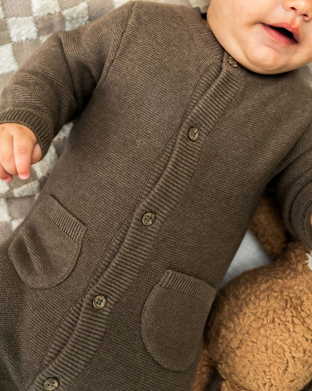 Viverano Organics - Wholesale Jumpsuit - Baby - Classic Pocket & Button Chunky Knit Baby Jumpsuit Organic11