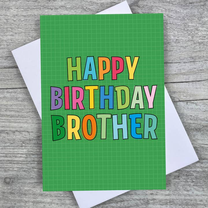 'Happy Birthday Brother' A6 Fun Birthday card for wholesale by Joanne de Pace Design Studio