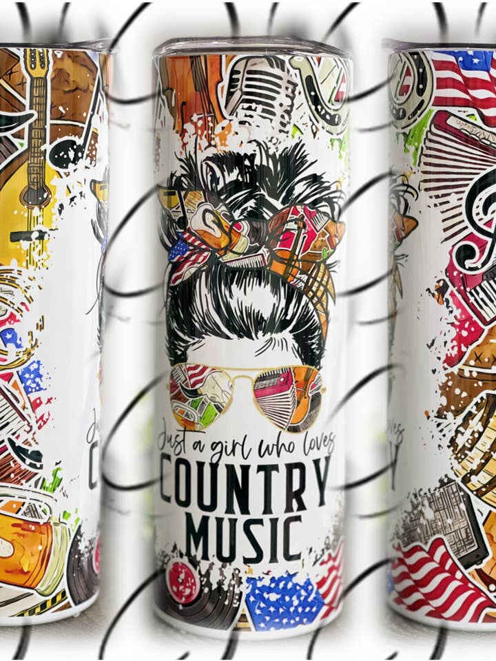 Bare En Pige, Der Elsker Country Musik 20oz Skinny Tumbler for engroshandel hos CMD Wholesale