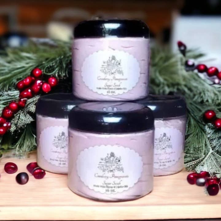 Cranberry Pomegranate Sugar Exfoliating Body Scrub for wholesale by Enchanted Gardens Soapery