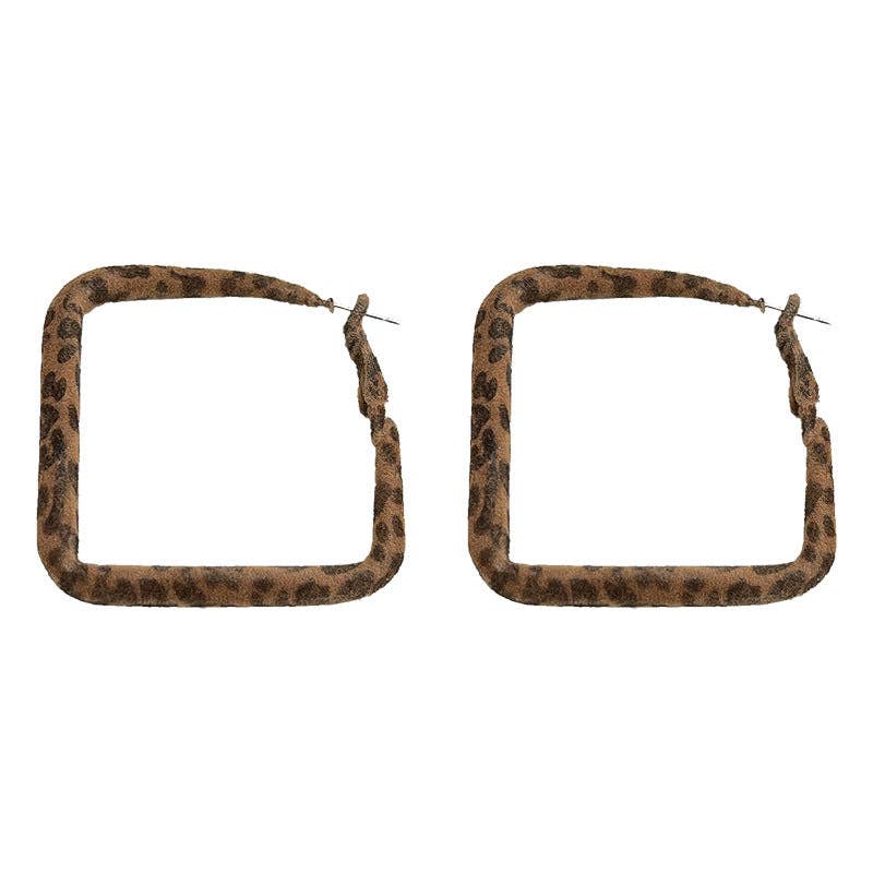 Revelari - Wholesale Hoop Earrings - Leopard Print Square Hoop Statement Earrings2