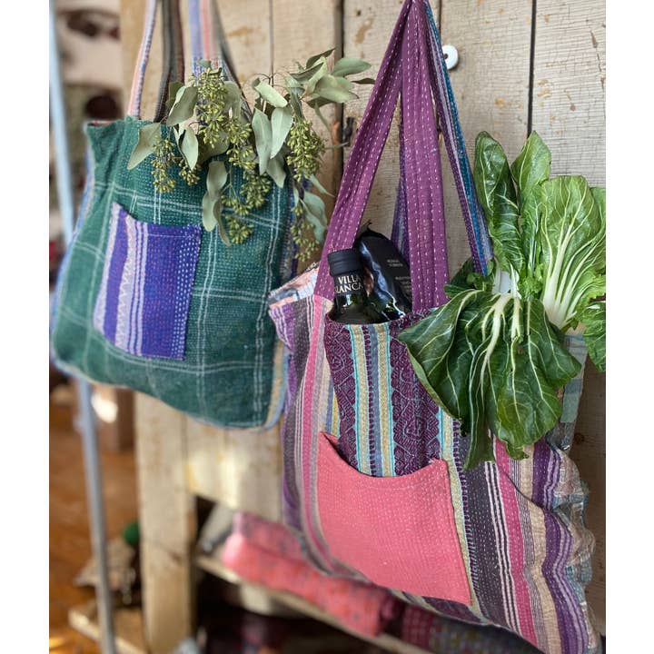 Seeds - Wholesale Tote bag – Women's - Kantha Pocket Tote Bag | Recycled Cotton Unique 1