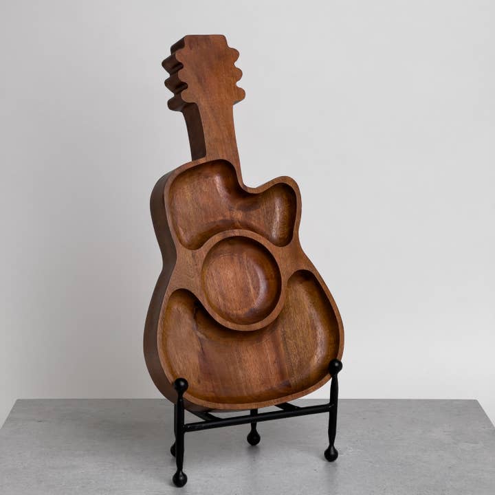 India Handicrafts Inc - Wholesale Serving Tray - Rustic Guitar Serving Tray