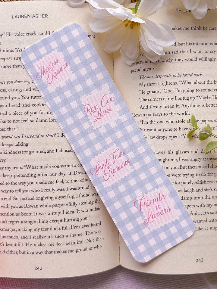 Romance Tropes Linen Bookmark for wholesale by BlushedDesigns Co.