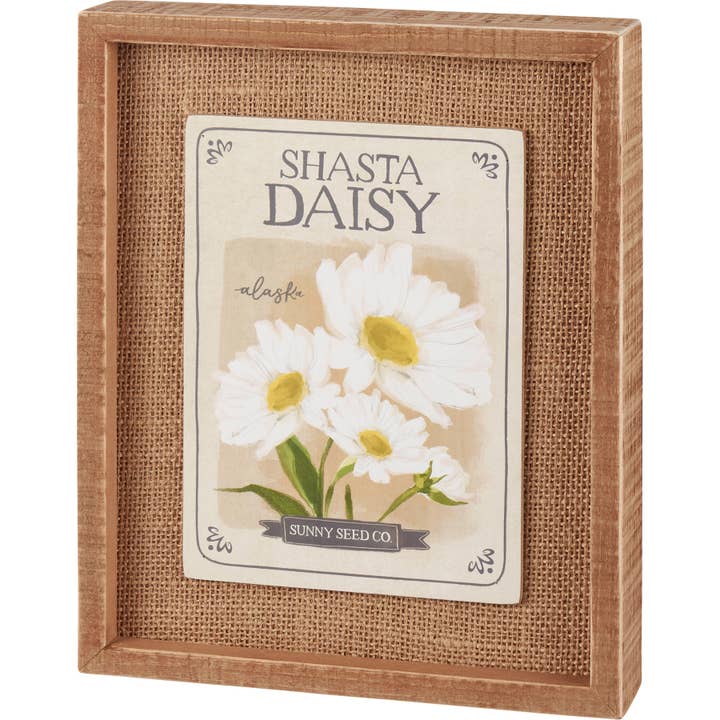 Primitives by Kathy - Wholesale Desk/Tabletop Sign - Shasta Daisy Inset Box Sign
