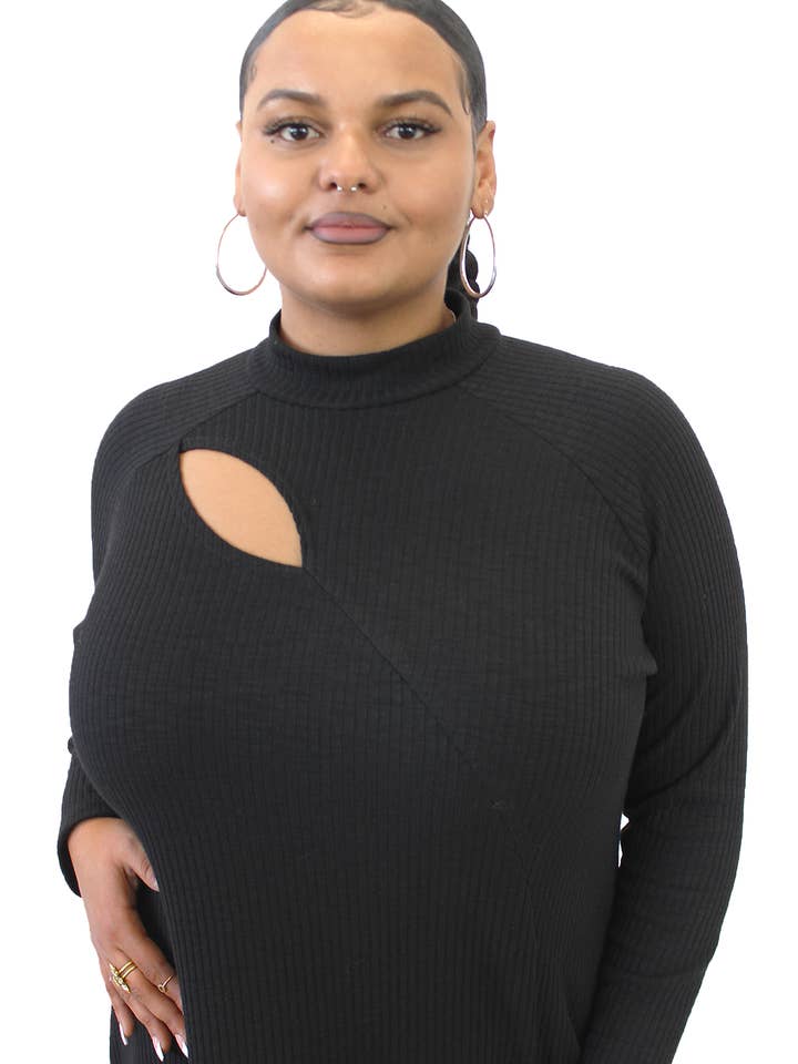 Ursula Dress in Black Cotton Blend for wholesale by Alice Alexander