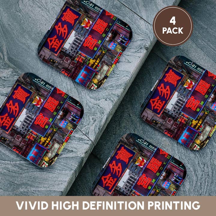 3dRose - Wholesale Coasters - 3dRose, Night street scenes, Kowloon, Hong Kong, China., Coaster12