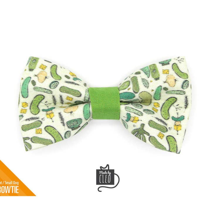 "Kind Of A Big Dill" - Pickle Bow Tie for Cats + Small Dogs for wholesale by Made By Cleo