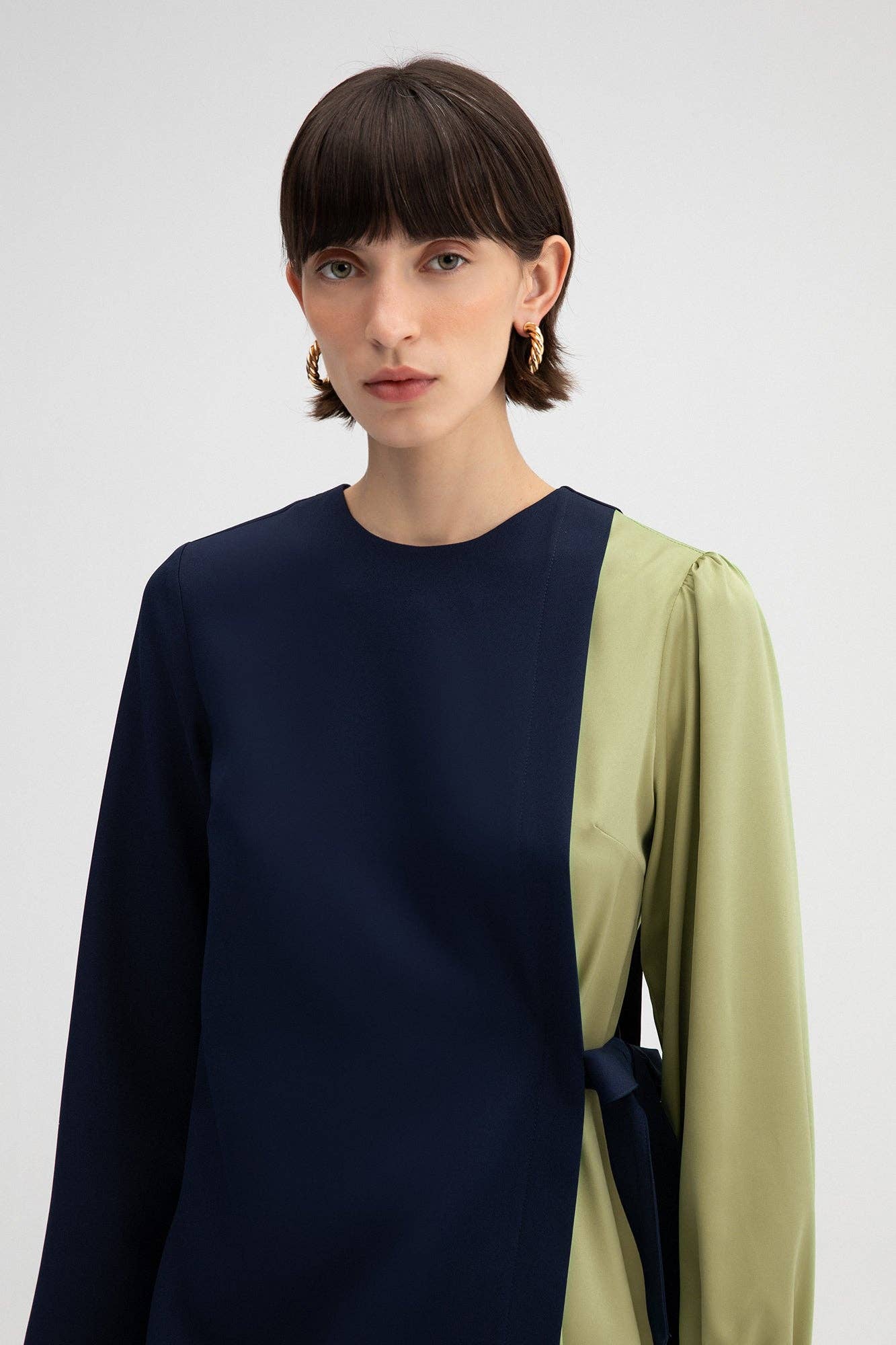 Lacivert Abito Maxi a Blocchi di Colore con Dettaglio a Fiocco in vendita all'ingrosso su Faire2