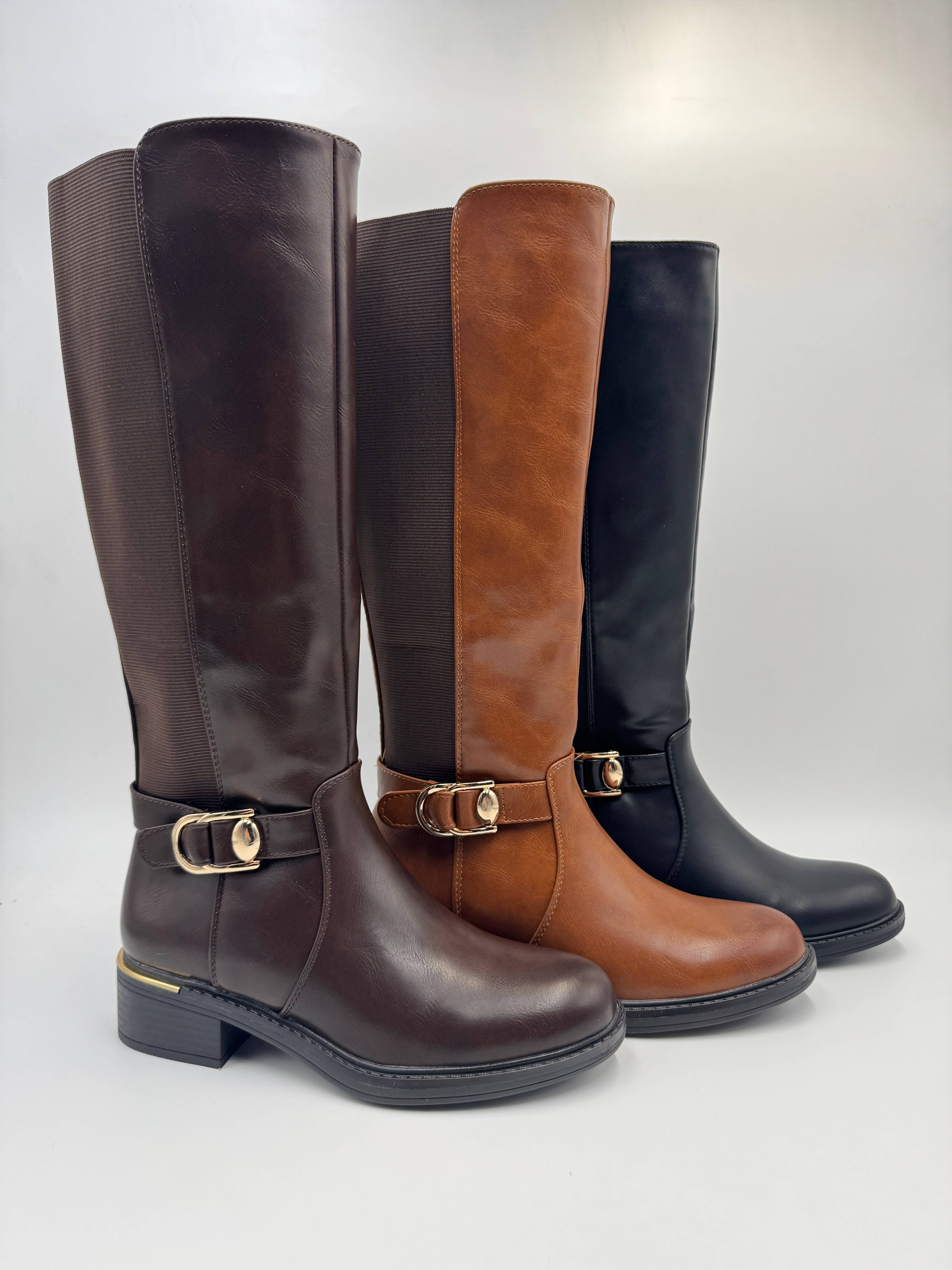 Rentoes – wholesale Boots – Women’s – Women’s Knee High Faux Leather Boots with Side Zipper1