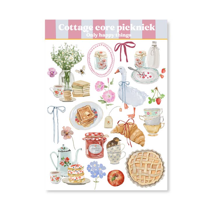 Adesivo Cottage core picnic A6 per la vendita all'ingrosso da parte di Only Happy Things Stationery
