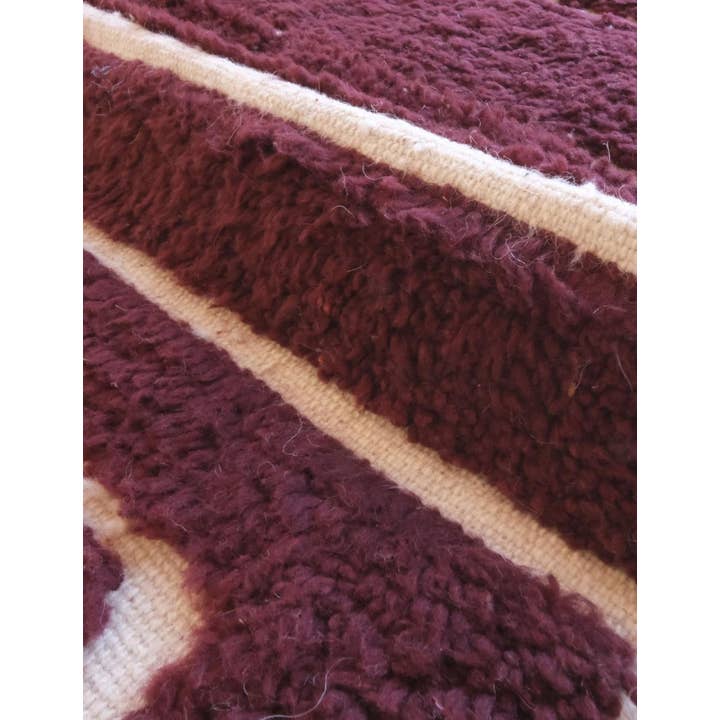 bazarifinagh - Wholesale Area Rug - Handmade Burgundy Textured Moroccan Wool Rug 7x9ft3
