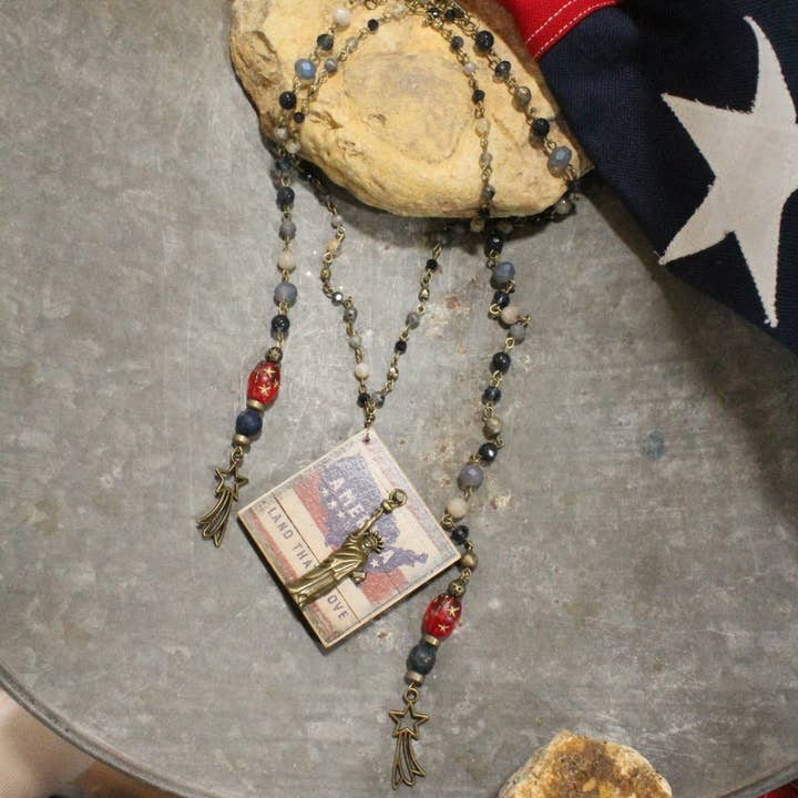 The Primitive Peddler, Inc. - Wholesale Pendant/Charm Necklace - Land That I Love Layered Lariet Necklace