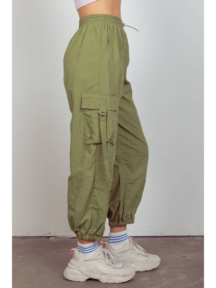 VERY J - Wholesale Pants - Women's - NP70377-Elastic Waist Solid Woven Cargo Pants14