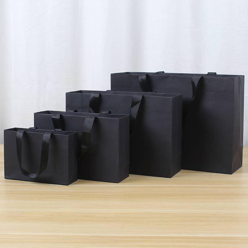 ByHome - Vente Pochette cadeau - Sac cadeau en papier noir intégral avec corde torsadée de qualité supérieure et papier de soie4