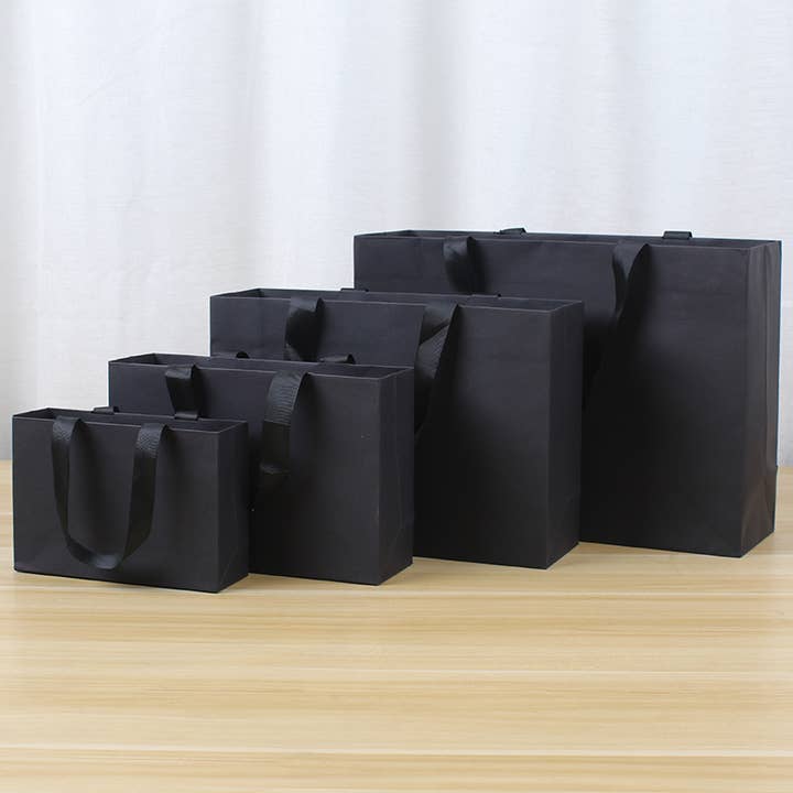 ByHome - Wholesale Gift Bag - Premium Threaded Rope All Black Paper Gift Bag w/ tissue4
