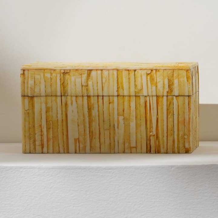 Yellow Striation Elegance Box – Handcrafted MDF & Resin Storage for wholesale by Expo Bazaar